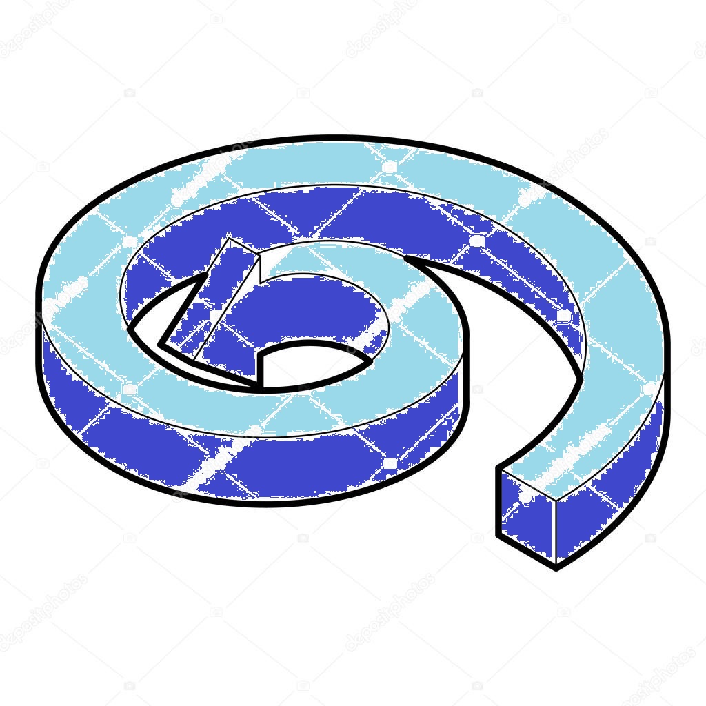 Freccia a spirale che va verso l'interno