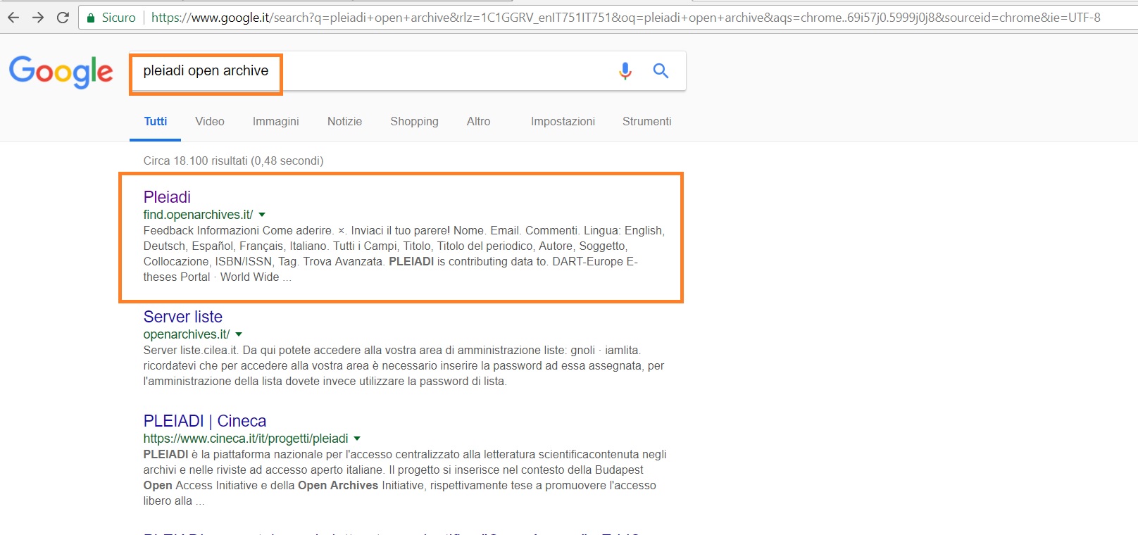 Pleiadi: accesso da Google
